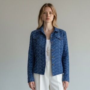 Coldwater Creek Navy Blue Cotton Jacket – Size 8P